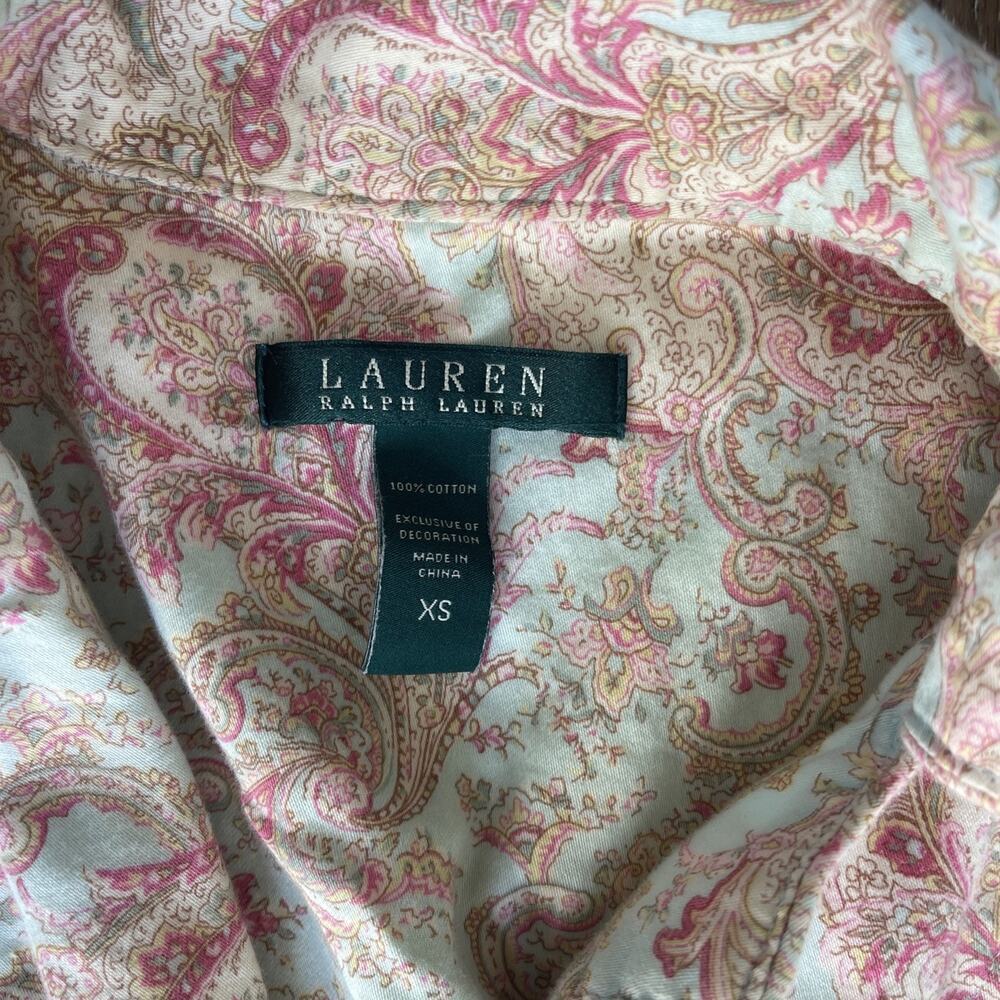 Lauren Ralph Lauren Women S Pajama Set Paisley Print Button Up Top Pants Flannel - Picture 5 of 16